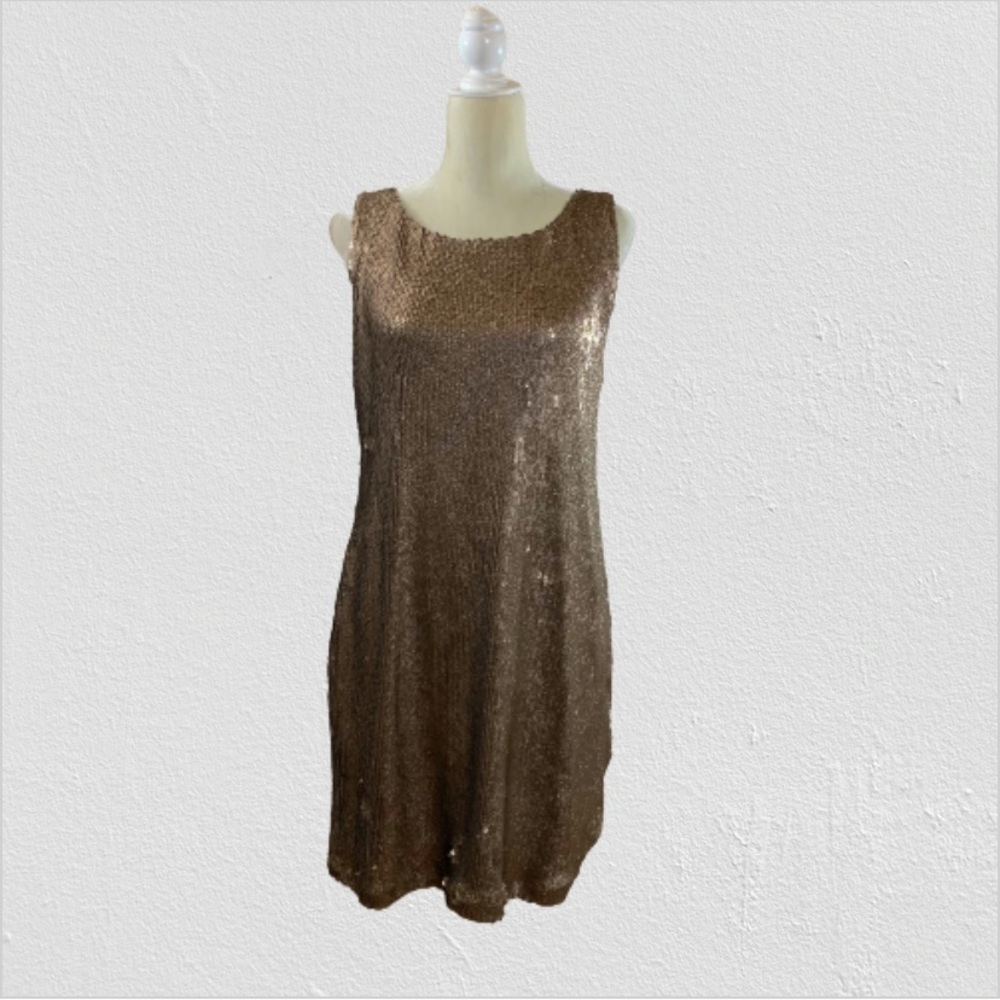 BB Dakota | Champagne Sequined Shift Dress | L